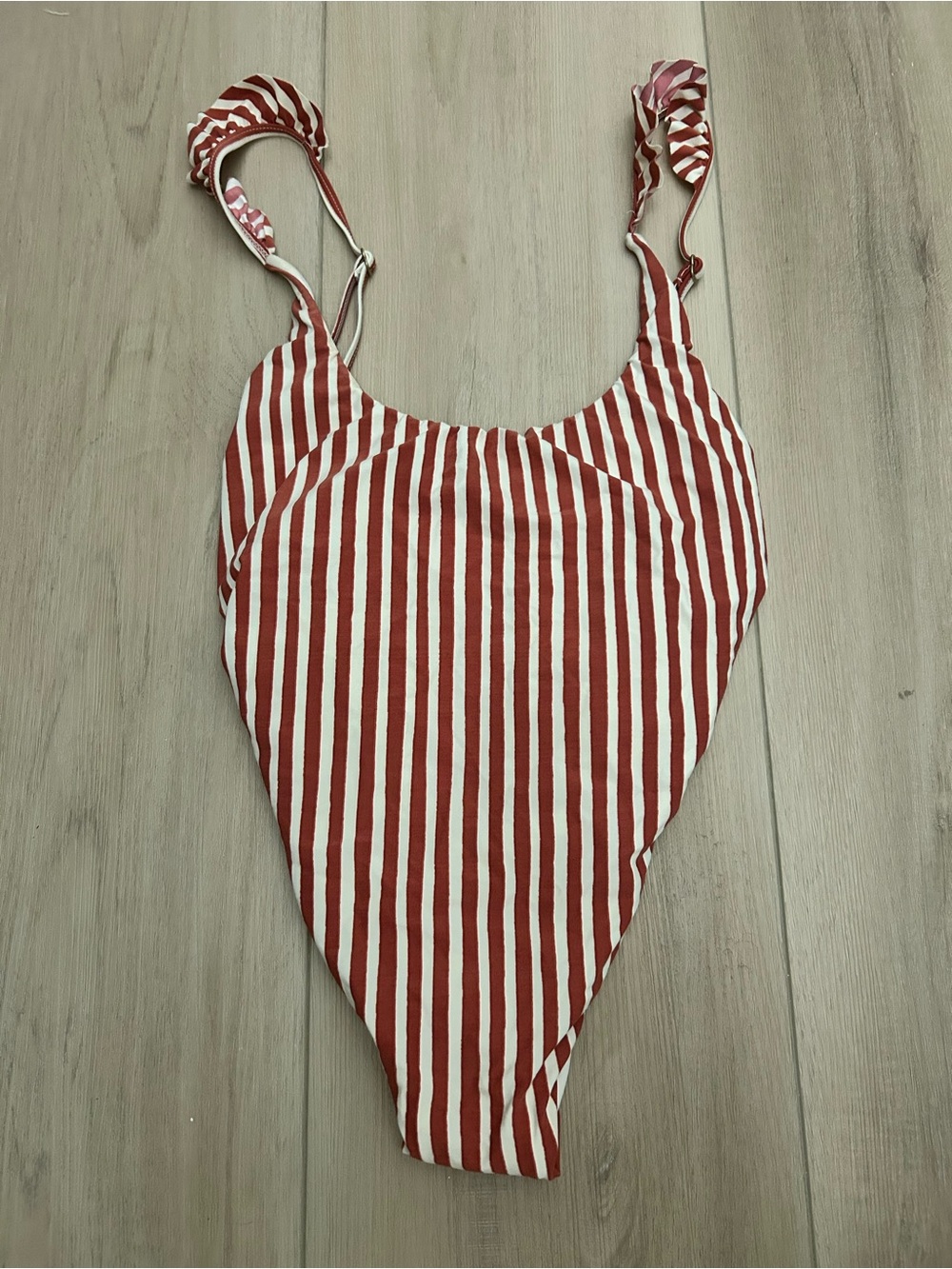Red and White Striped One-Piece Swimsuit
